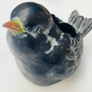 Sweet Bird Candle Holder Smiling Blackbird Cute Vintage Home Decor 4”  Adorable